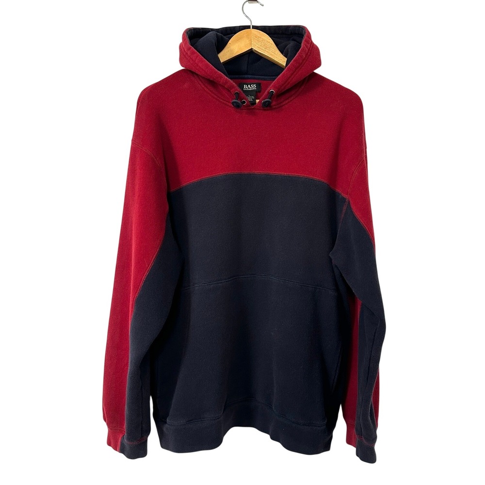 GH Bass Colorblock Hoodie Sweatshirt Red Navy Blue‎ Large Gorpcore 90s Style